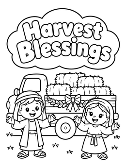 Free printable Harvest Blessings Hayride Celebration coloring page