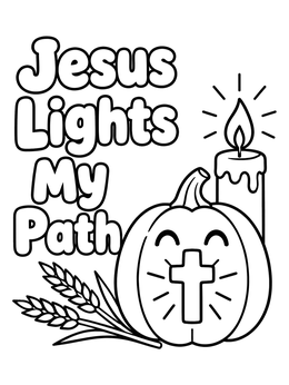 Free printable Jesus Lights My Path Pumpkin coloring page
