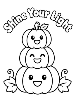 Free printable Shine Your Light Harvest Pumpkins coloring page