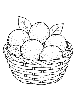 A woven basket filled with fresh limes on this cinco de mayo coloring page.