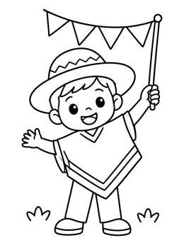Free printable Happy Boy With Fiesta Banner coloring page