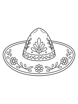 An ornate sombrero hat in this Cinco de Mayo coloring page.