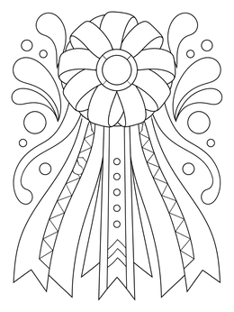 Festive rosette with flowing streamers on this Cinco de Mayo coloring page.