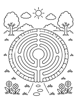 Free printable Circular Garden Stone Labyrinth coloring page