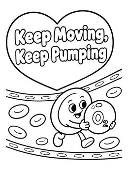 Free printable Cute Blood Cell Carrying Oxygen coloring page