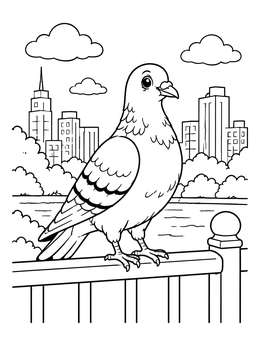 Free printable City Pigeon On Park Railing coloring page