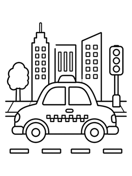 Free printable City Taxi On The Street coloring page