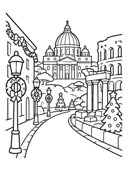 Free printable Festive Rome Street And Dome coloring page