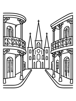 Free printable Historic French Quarter Street View coloring page