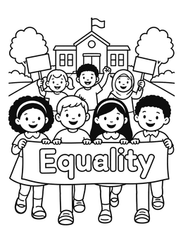 Free printable Children Marching For Equality coloring page
