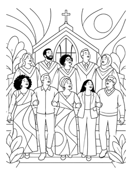 Free printable Community Choir Singing Together coloring page