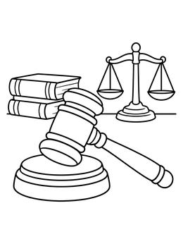 Free printable Judge Gavel And Scales Of Justice coloring page