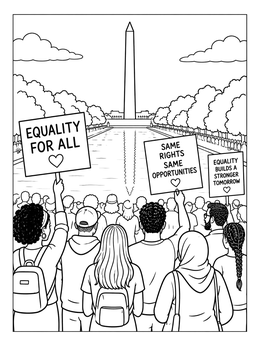 Free printable Civil Rights March At The National Mall coloring page