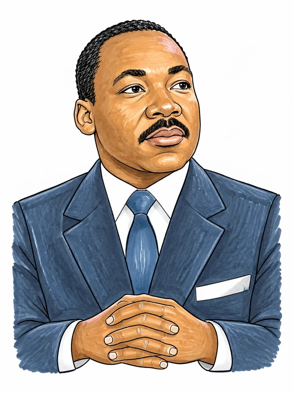 Colored example of the Martin Luther King Jr. Portrait coloring page