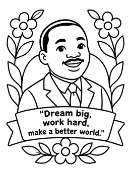 Free printable Martin Luther King Jr. With Floral Border coloring page
