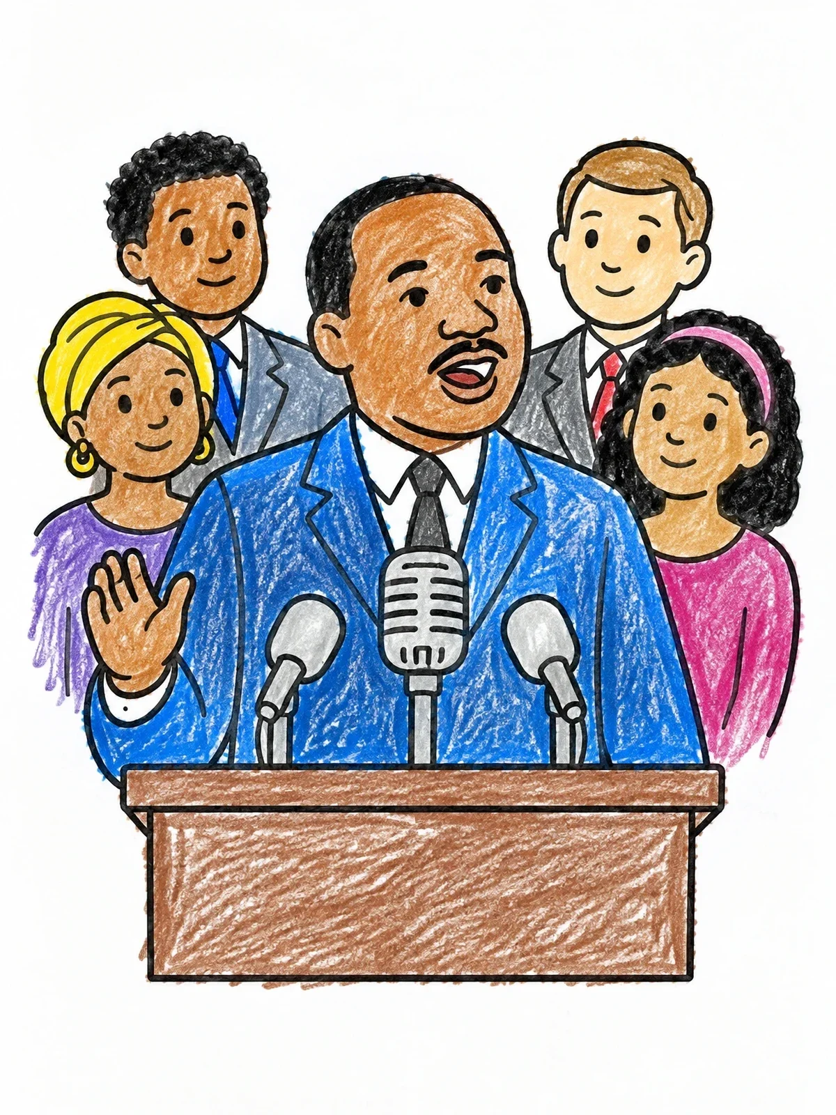 Colored example of the Martin Luther King Jr Giving Speech coloring page