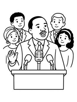 Free printable Martin Luther King Jr Giving Speech coloring page