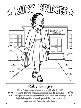 Free printable Ruby Bridges Walking To School coloring page