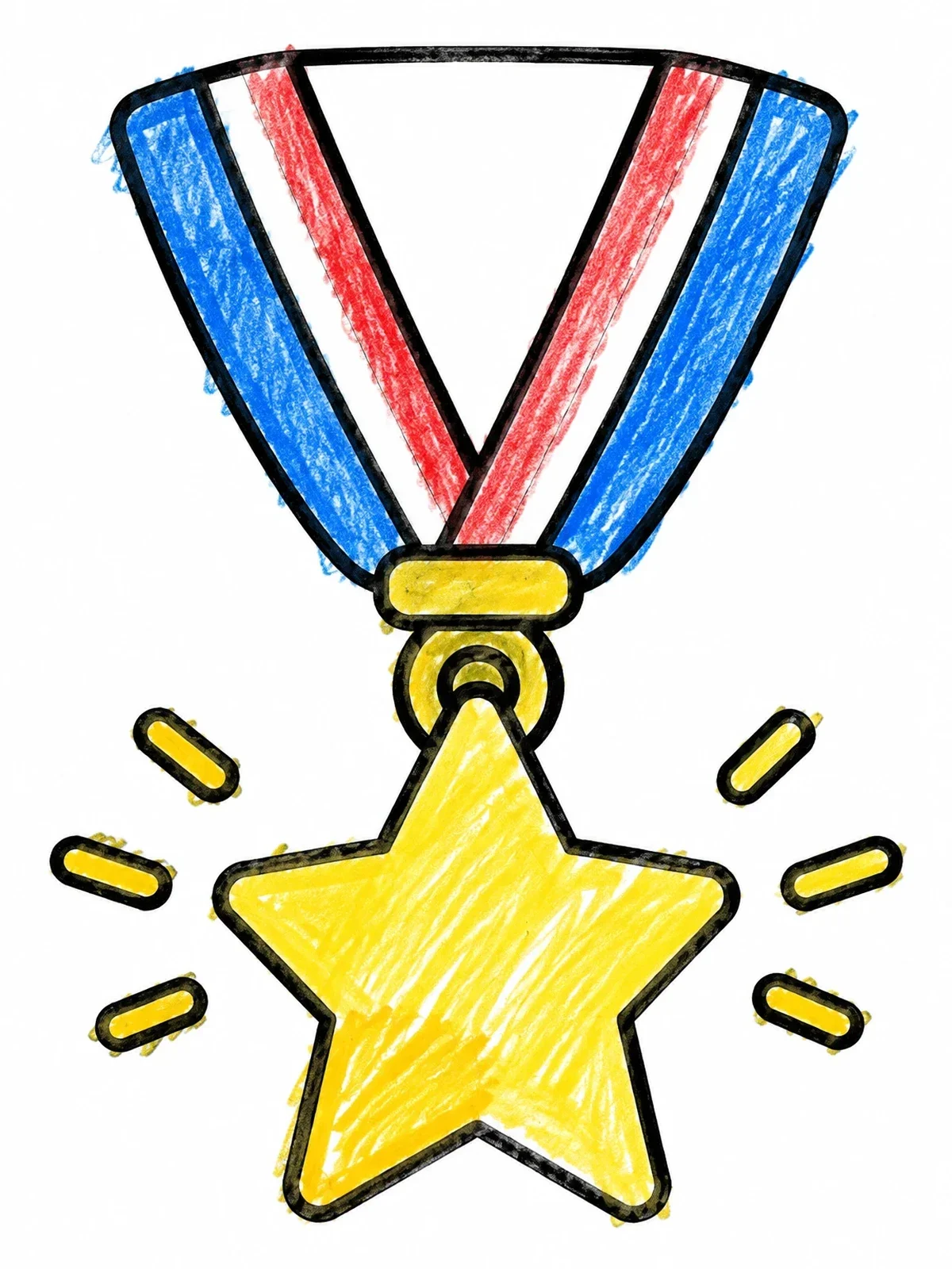 Colored example of the Shining Star Medal Of Freedom coloring page