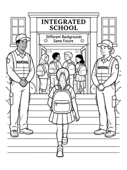 Free printable Students Entering An Integrated School coloring page