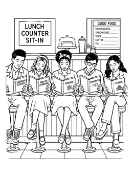 Free printable Students Lunch Counter Sit In coloring page