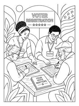 Free printable Community Voter Registration Drive coloring page