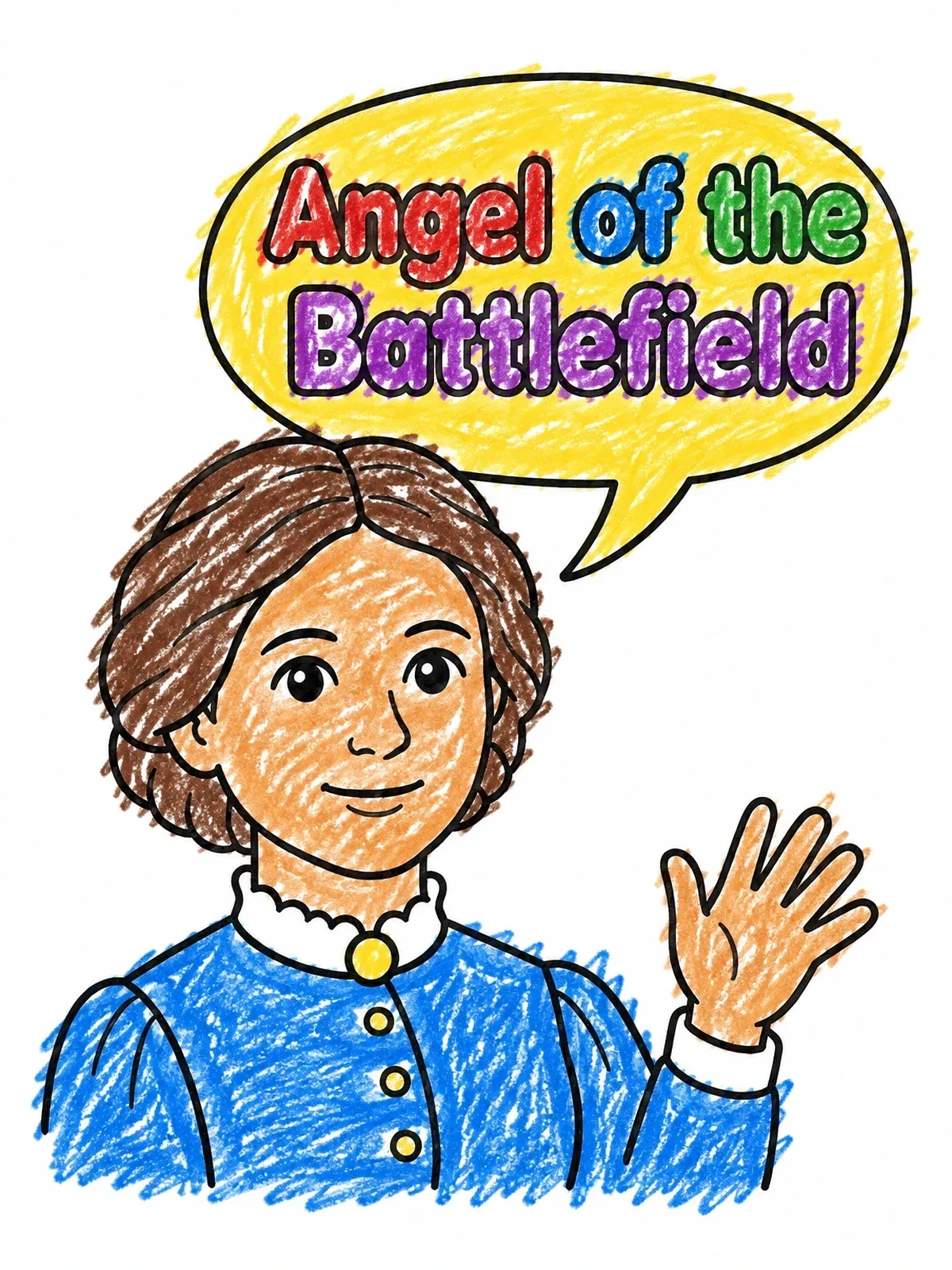 Colored example of the Clara Barton Angel Of The Battlefield coloring page