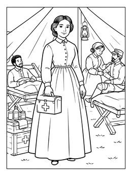 Free printable Clara Barton In The Field Hospital coloring page