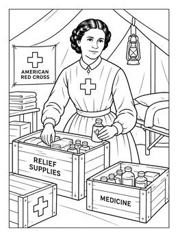 Free printable Clara Barton In Relief Tent coloring page