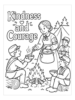 Free printable Clara Barton Serving Camp Soldiers coloring page