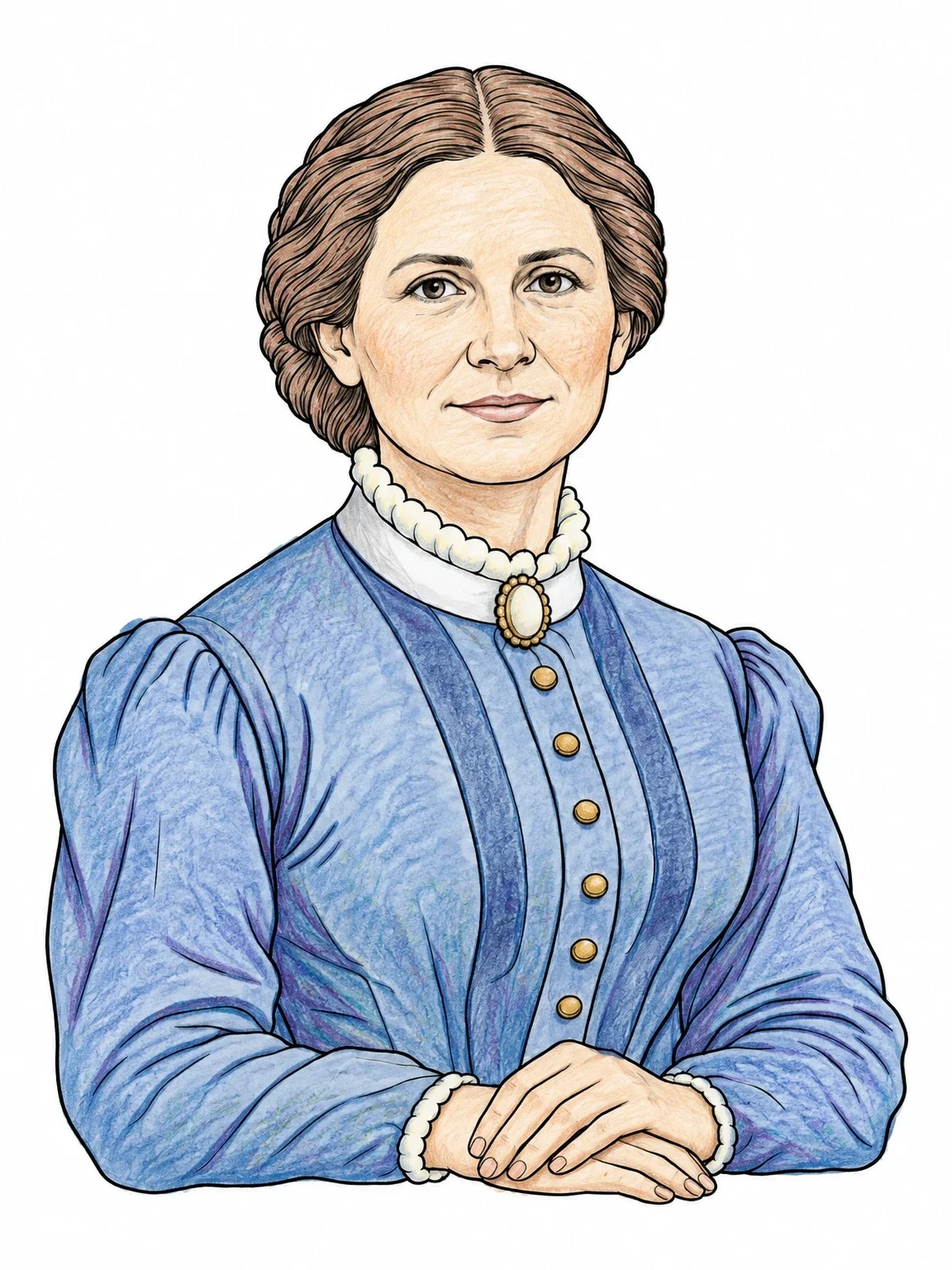 Colored example of the Victorian Portrait Of Clara Barton coloring page