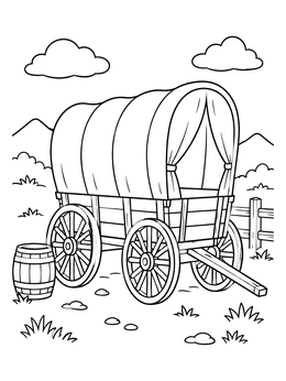 Free printable Classic Covered Pioneer Wagon coloring page