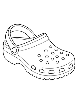 A clean shoe coloring page showing a casual foam clog with ventilation holes.