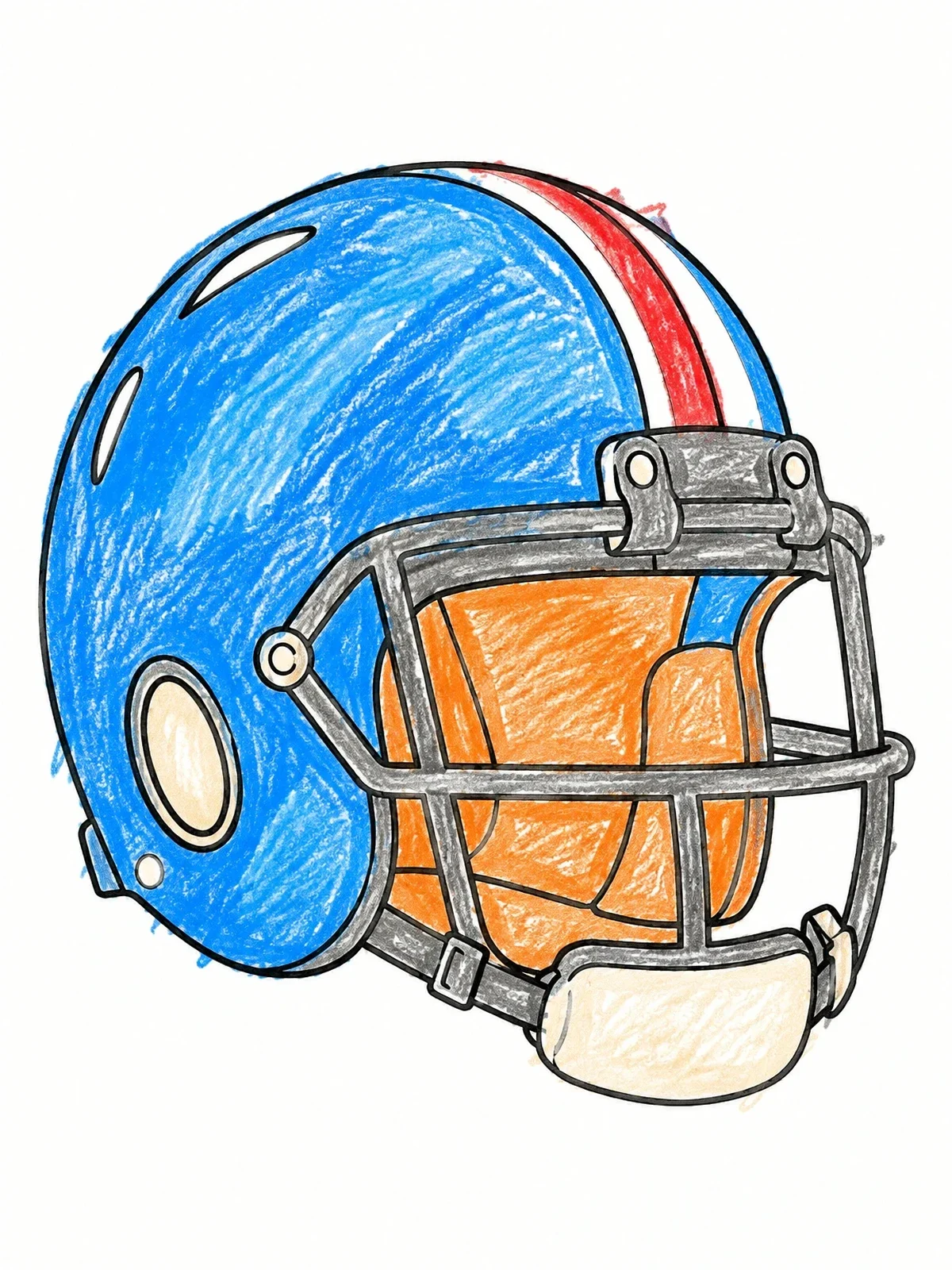 Colored example of the Classic Football Helmet With Facemask coloring page