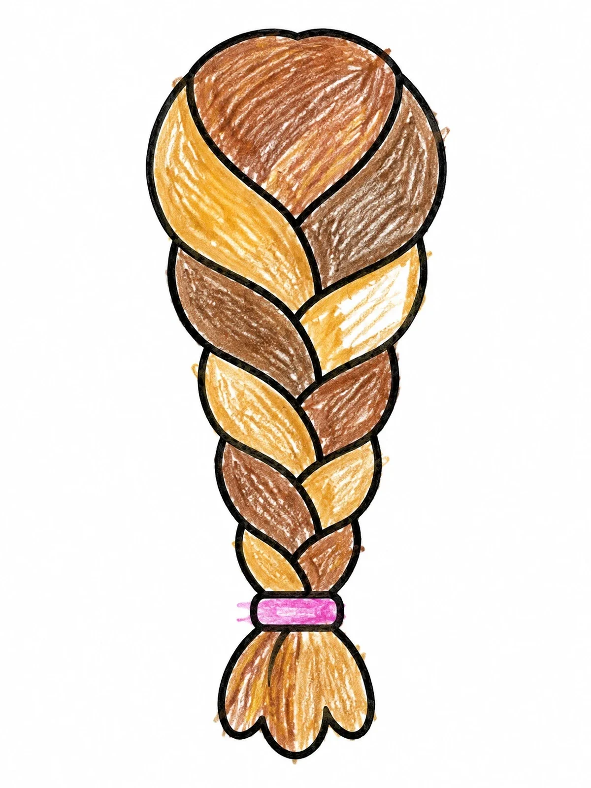 Colored example of the Classic French Braid Hairstyle coloring page