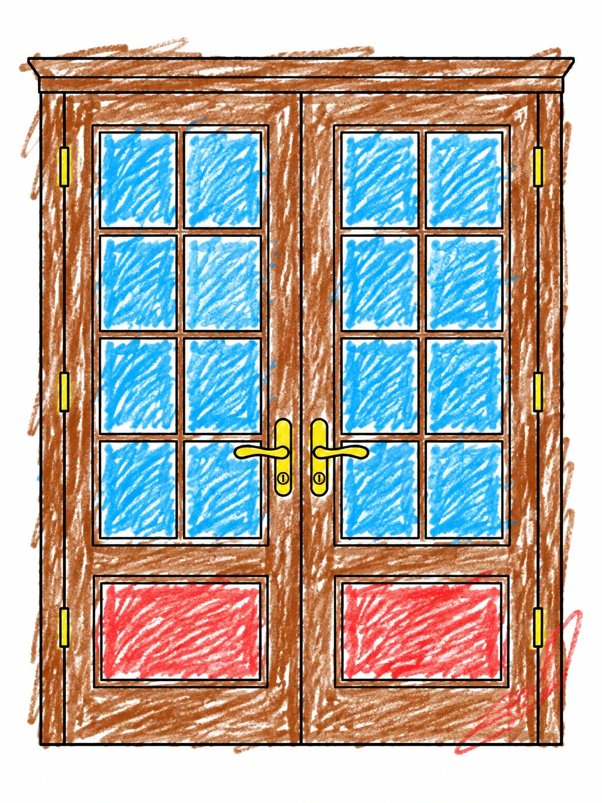 Colored example of the Classic French Double Doors coloring page