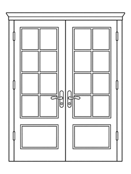 Free printable Classic French Double Doors coloring page