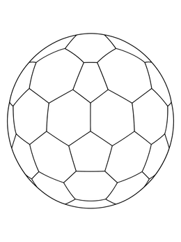 A classic soccer ball coloring page with geometric paneled outlines.