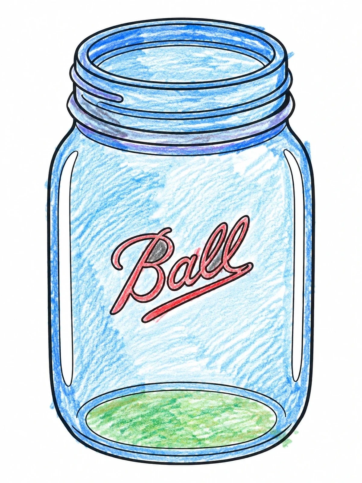 Colored example of the Classic Glass Mason Jar coloring page