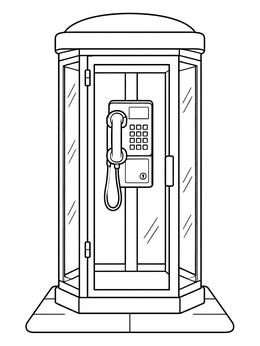 Free printable Classic Glass Telephone Booth coloring page