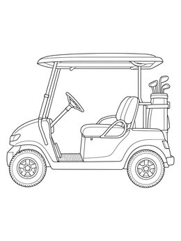 Free printable Classic Golf Cart With Clubs coloring page