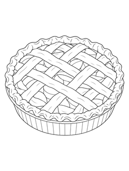 A delicious lattice crust pie coloring page freshly baked inside a round pan.