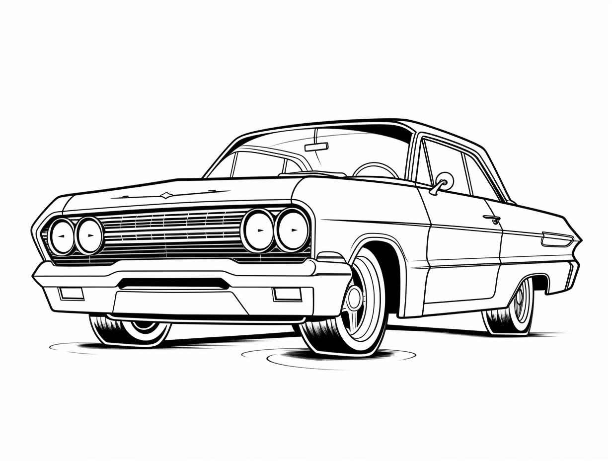 Classic Lowrider For Coloring - Coloring Page