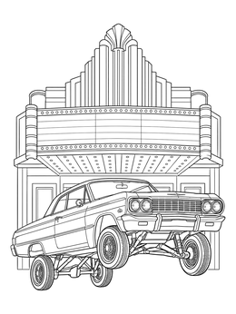 Free printable Classic Lowrider Hopping By Vintage Theater coloring page