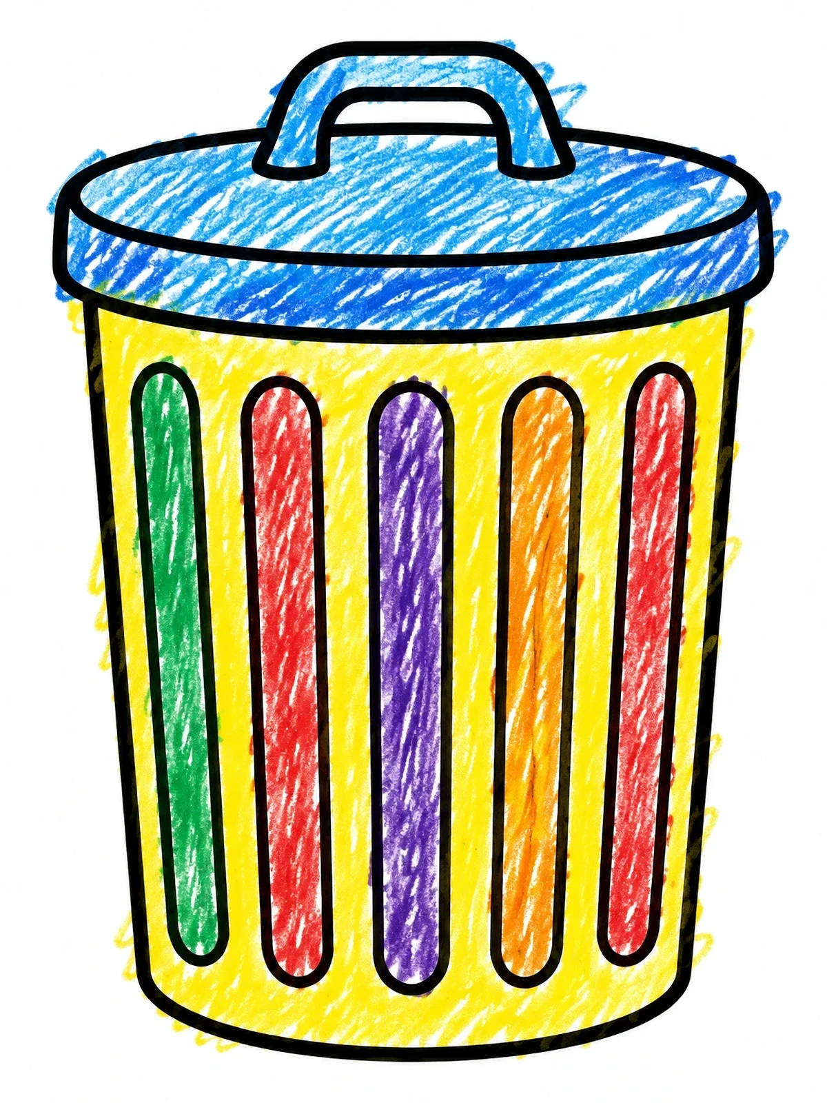 Colored example of the Classic Metal Trash Can coloring page