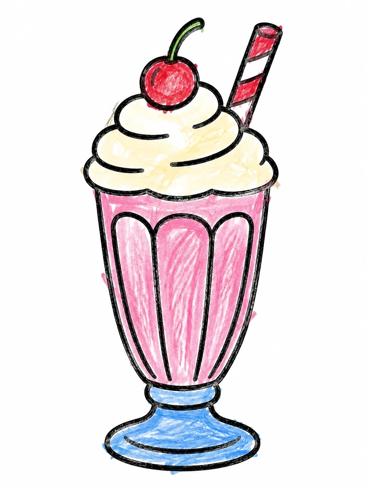 Colored example of the Classic Milkshake With Whipped Cream coloring page