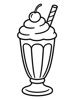 Free printable Classic Milkshake With Whipped Cream coloring page