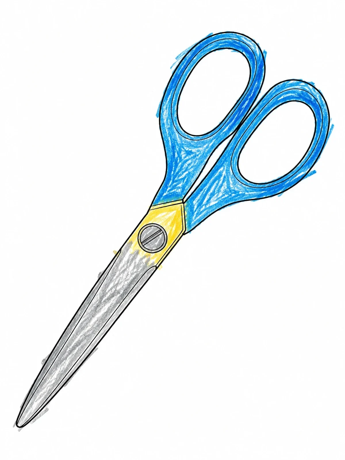 Colored example of the Classic Office Pair Of Scissors coloring page