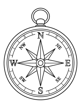 Free printable Classic Pocket Compass Rose coloring page