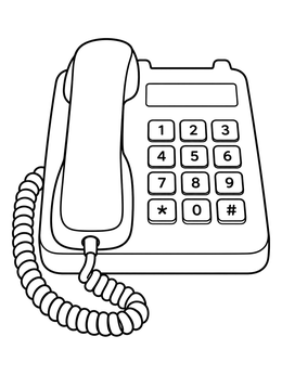 Free printable Classic Push Button Desk Phone coloring page
